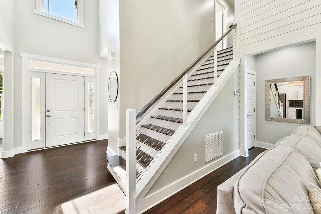 Modern Open Staircase with Wood Treads