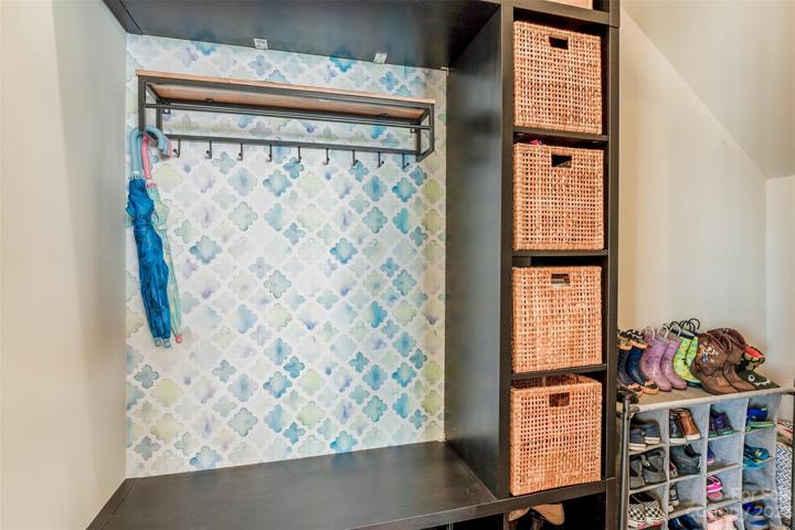 Coat closet that the sellers had turned into a drop zone area!