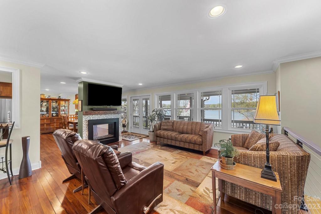 Living room with 2 way fire place