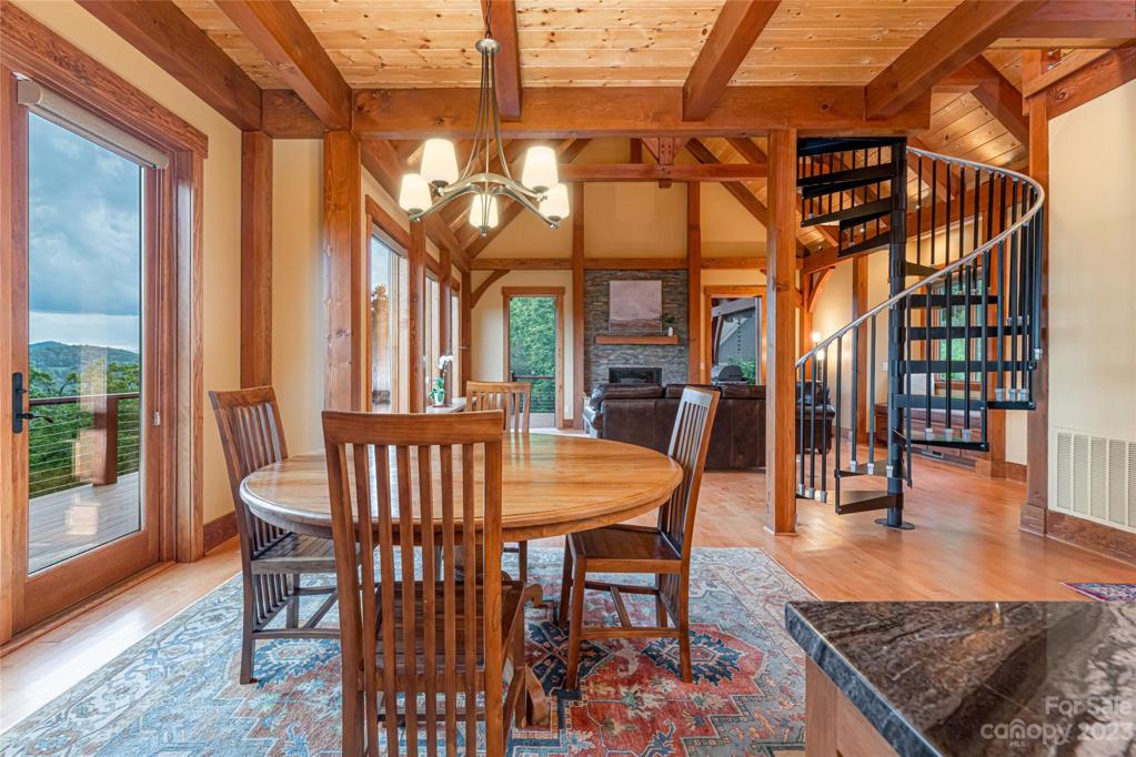 The kitchen is purposefully proportioned to be open to the main room but not to overwhelm the space