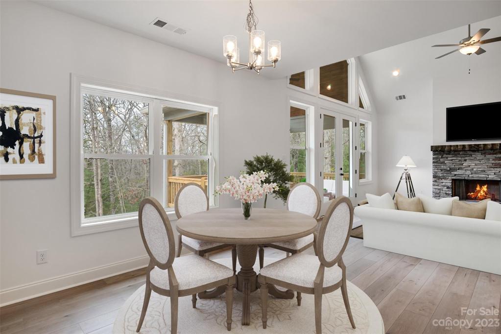 Dining area in this open floor plan