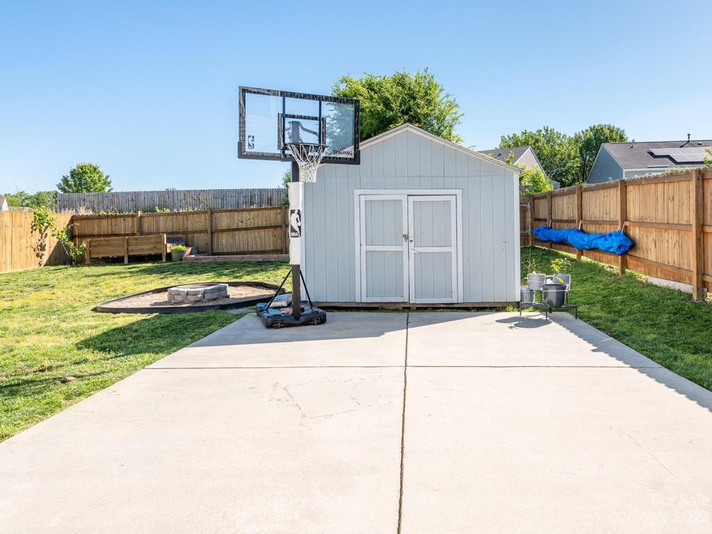 Back patio and storage shed