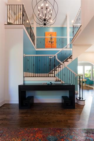 A spectacular entrance with varying hues of blue and elegant lighting...