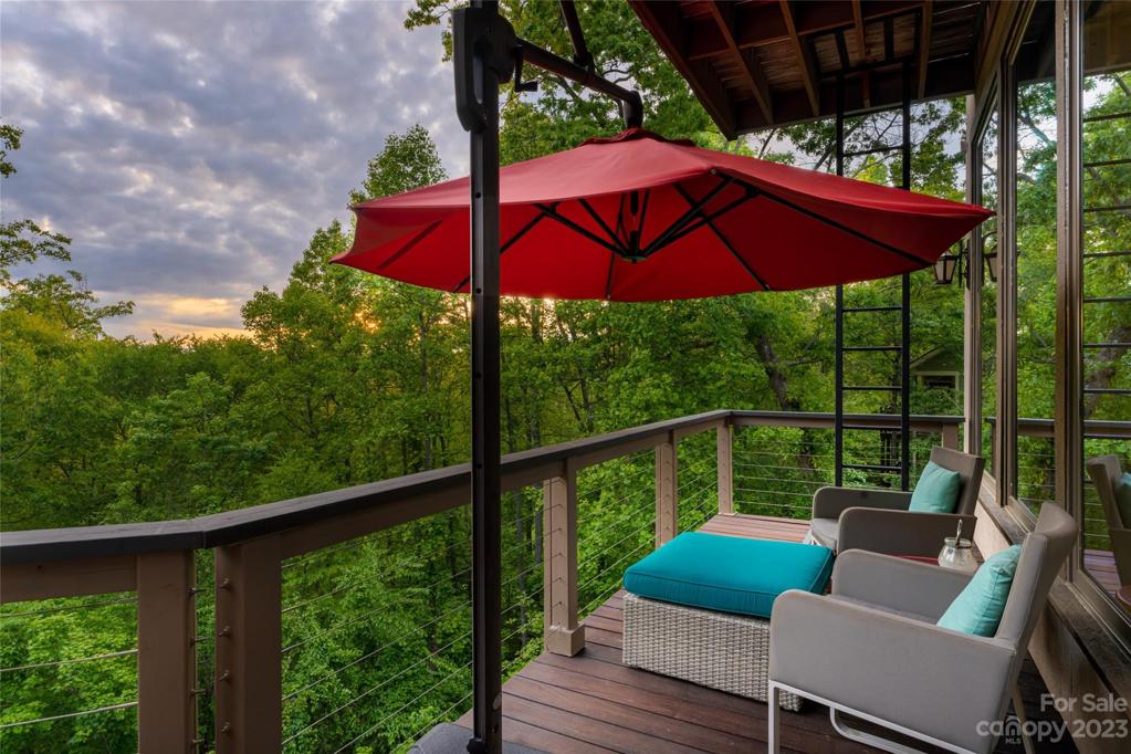 Just off the living room...