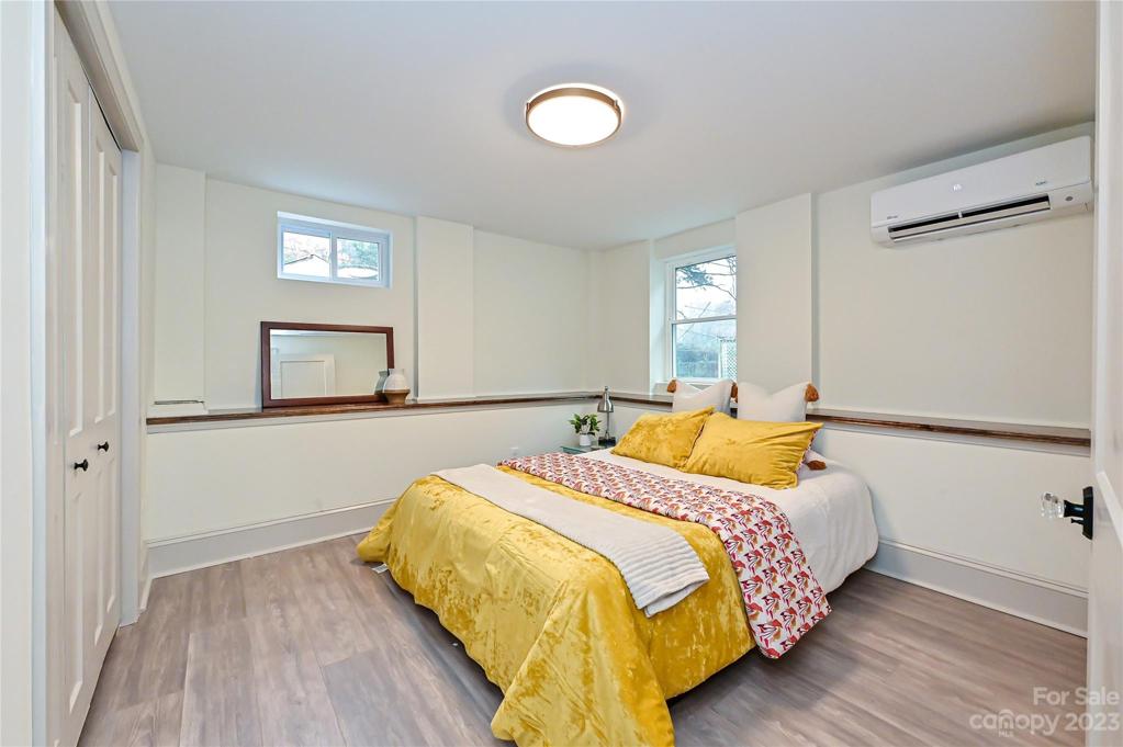 Basement bedroom with large closet