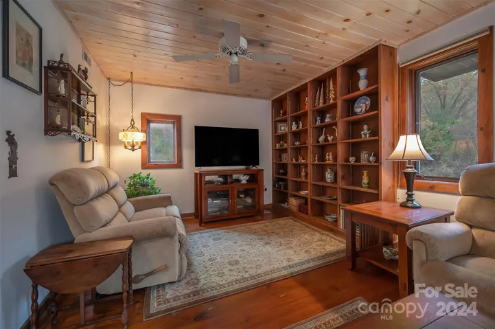 Living room with built-ins.