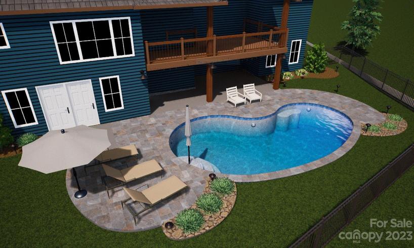 Future pool placement in backyard.  For information only, pool is not installed.