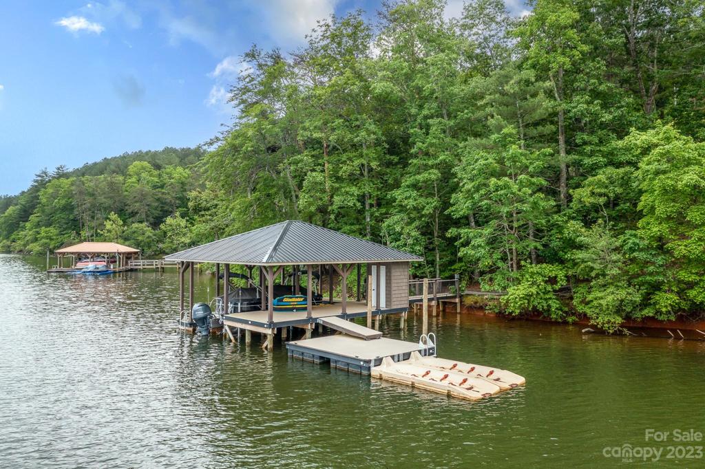 View of dock with beach area to the right of dock