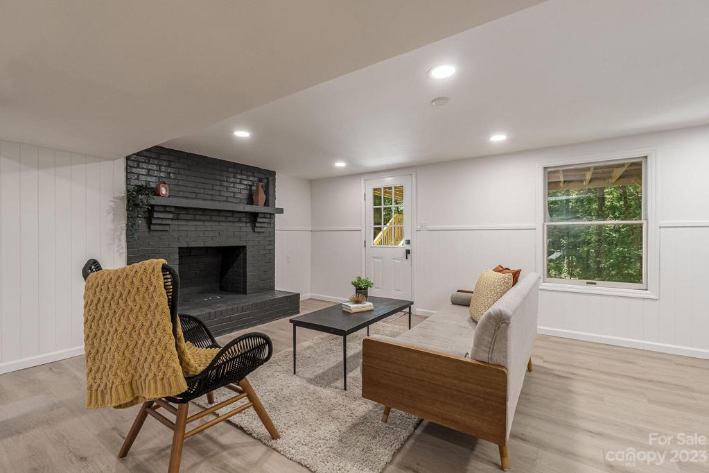 Walkout basement with fireplace