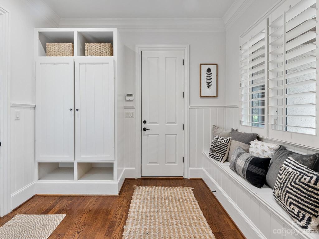 Great drop zone locatedd off garage and side door entry.  Bench has storage too!