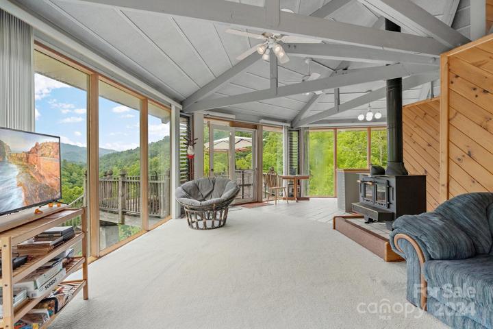 Family room offers Long distance year round mountain views.