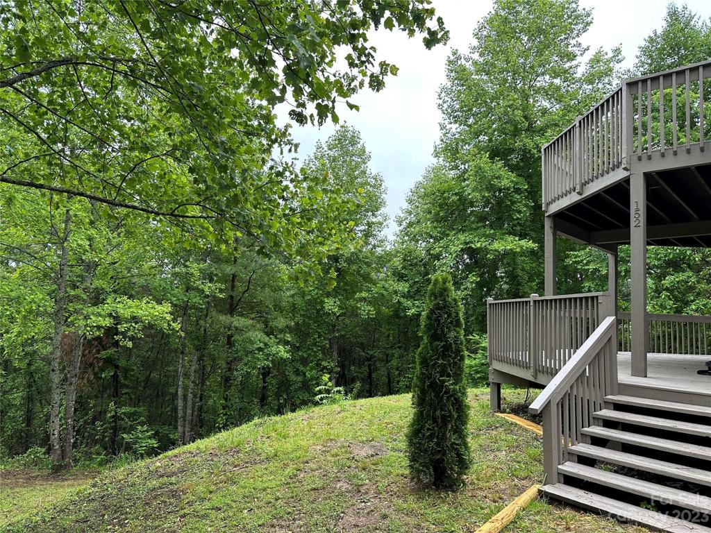 left side of house front deck and upper deck