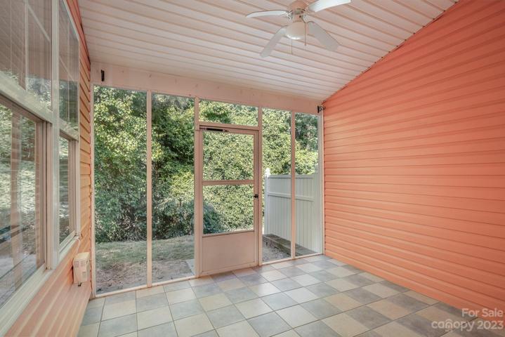 Screened in back porch with private views