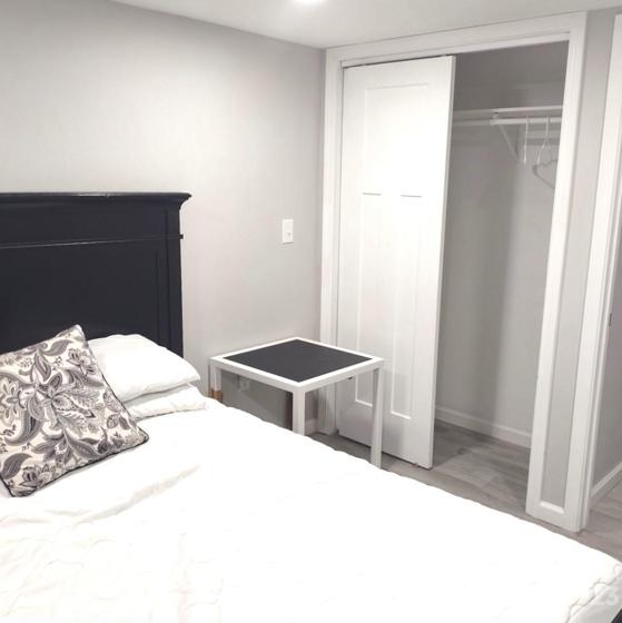 Apartment bedroom accommodates queen bed