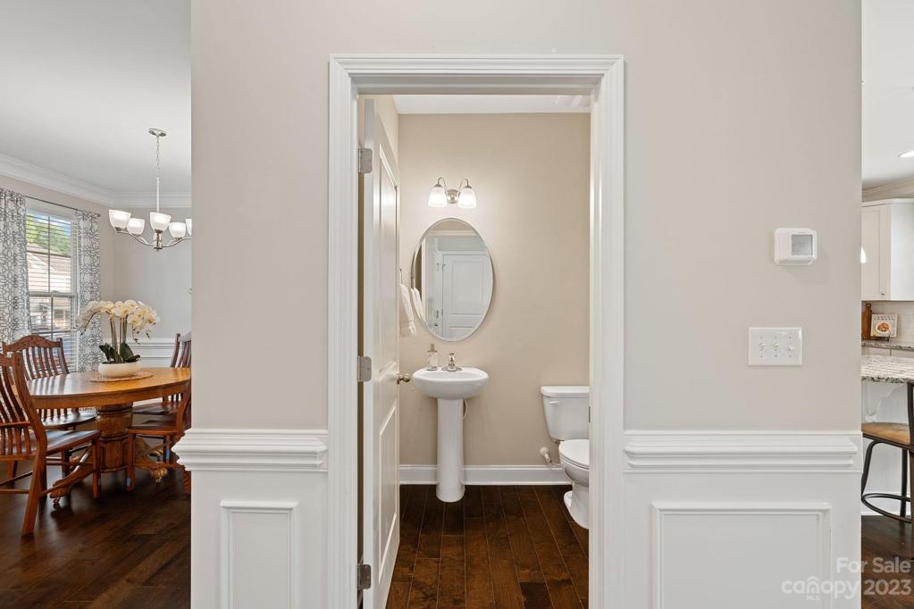Spacious half-bath on main level.