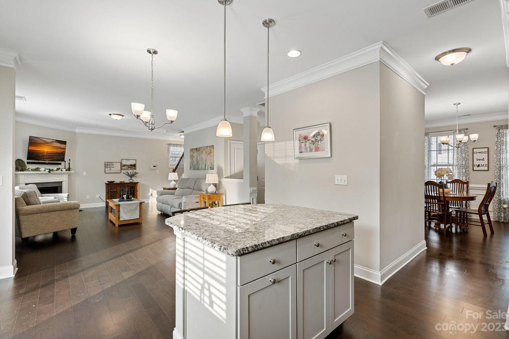 Kitchen island overlooks living room for that open concept feel!