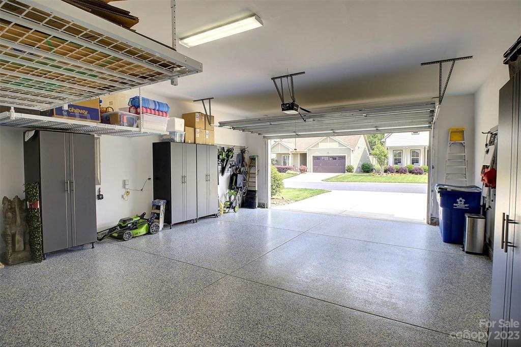 Garage Cabinets, overhead racks, wall racks, epoxy floor