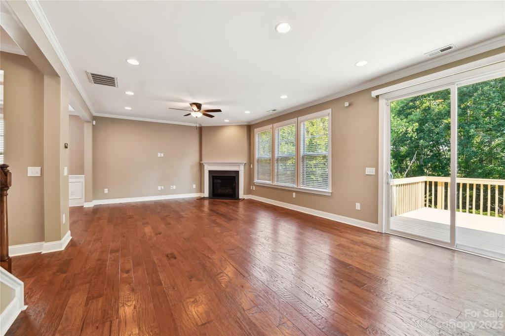 View from the Kitchen into the Great Room with Gas Log Fireplace