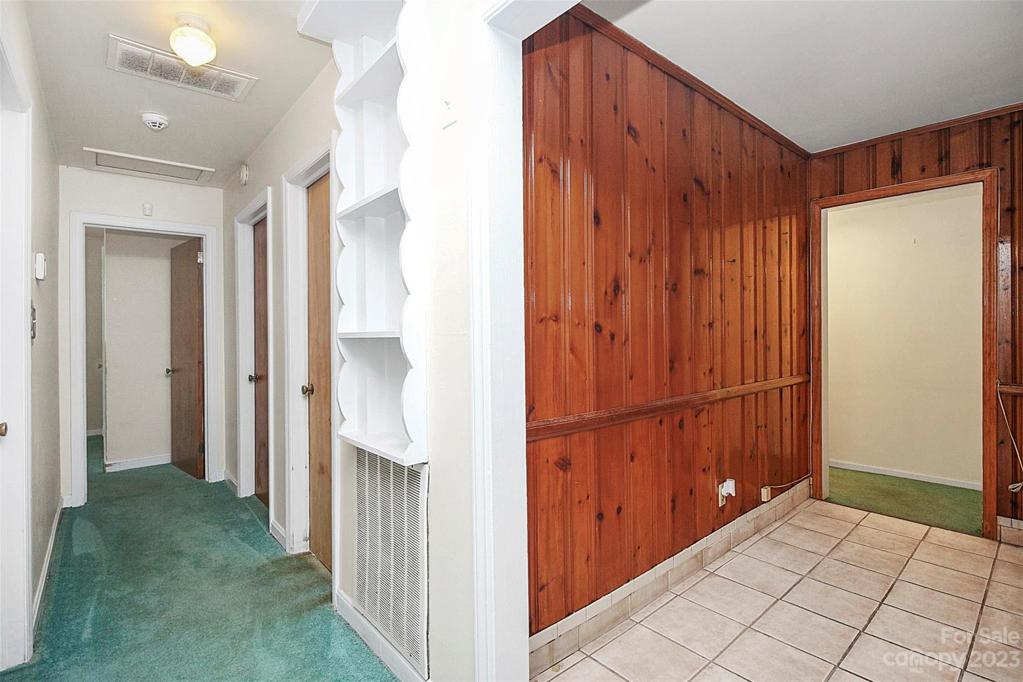 View down the hallway and into the Kitchen