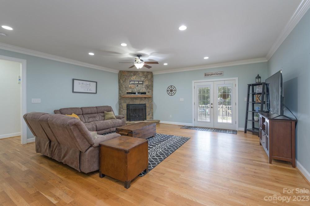 Cozy fireplace in the spacious living room