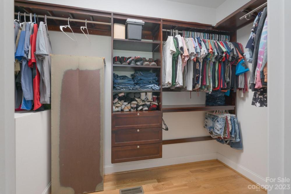 Spacious walk in closet custom built