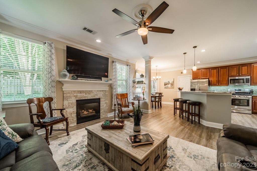 Living Room into Kitchen and Breakfast Nook