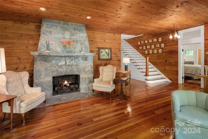 Stone fireplace built by local artisan