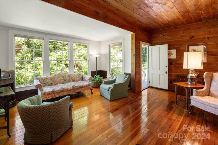 Main living room area. Original heart pine floors and ceilings.