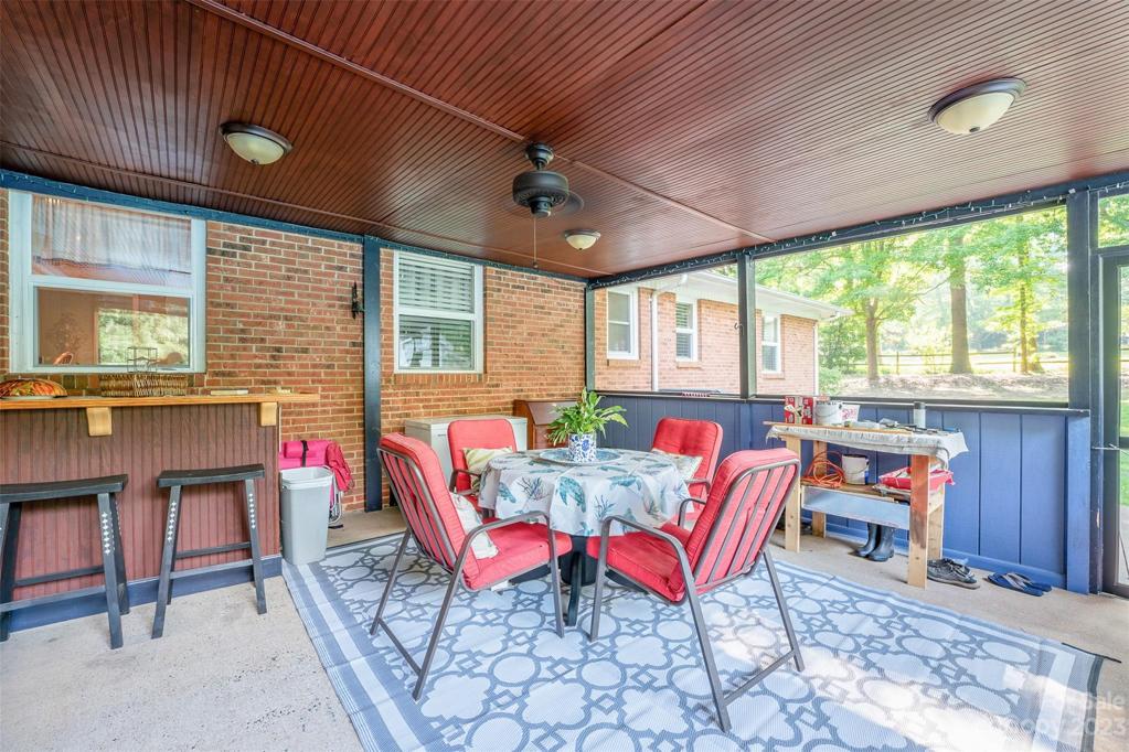 Back porch with wetbar entertainment area