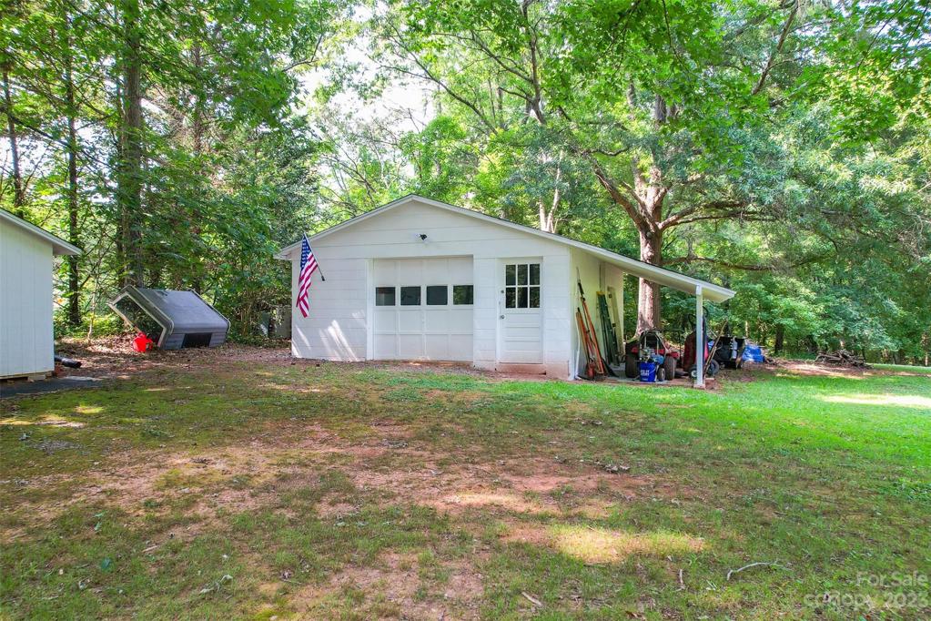 2 car detached garage and covered storage area