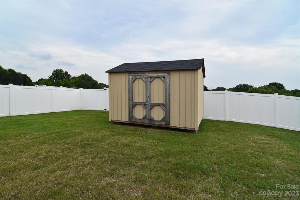 Large shed is perfect for storing yard tools or providing additional storage