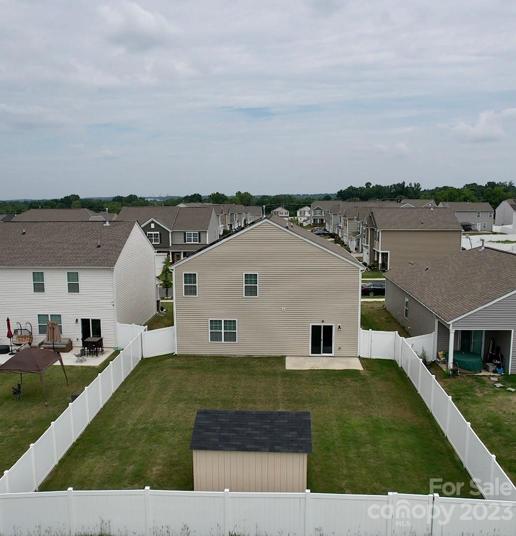 Aerial view of backyard