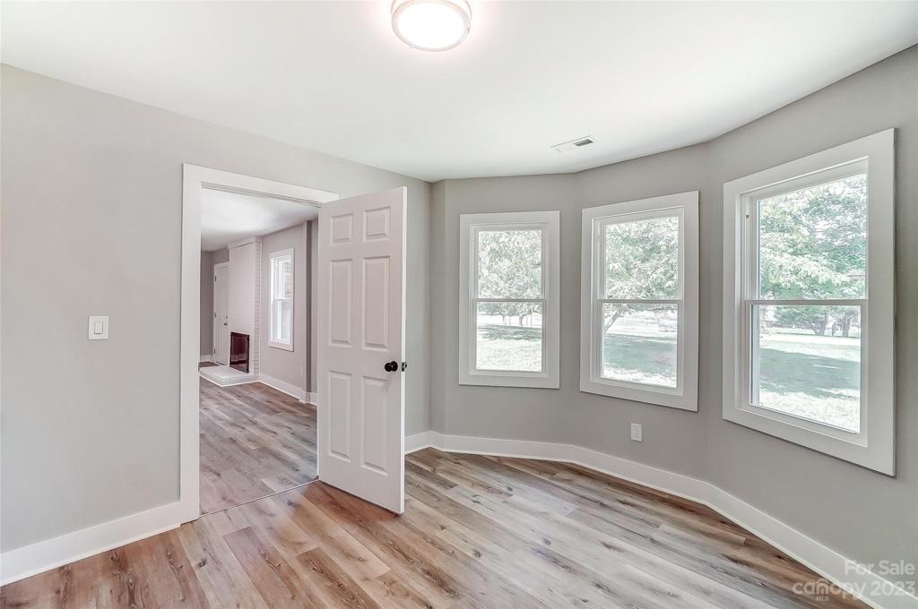 Located off the living room is a flex space perfect for an office.