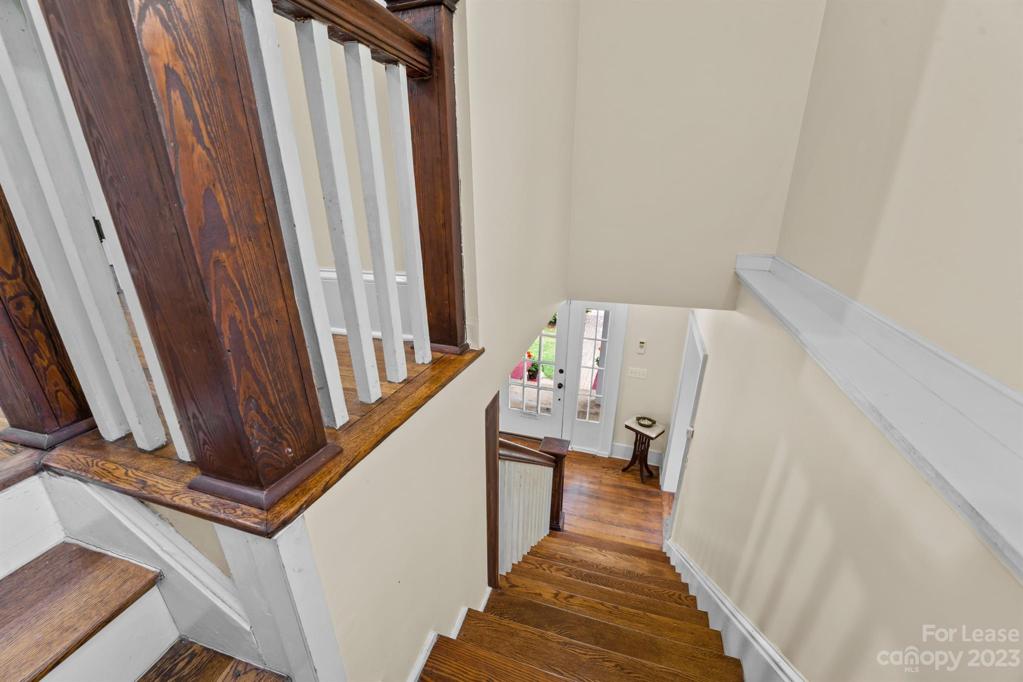Down the stairs