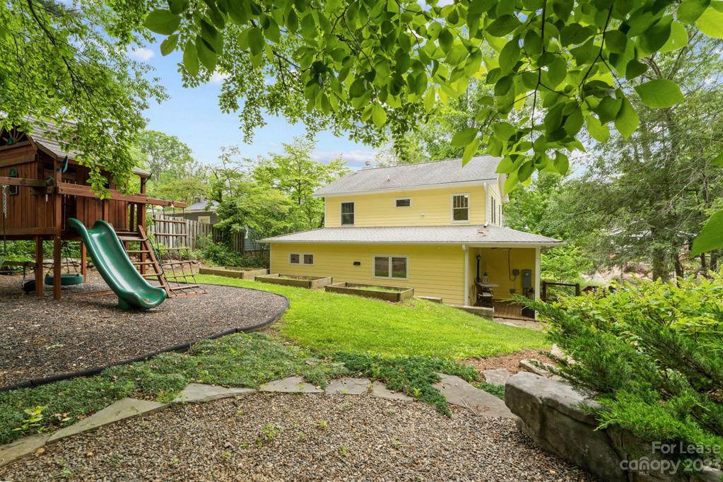 Back yard (large swing set)