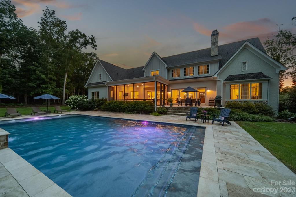 Backyard Pool with Night Lighting
