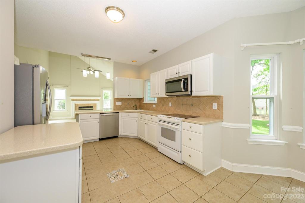 Kitchen with corian countertops