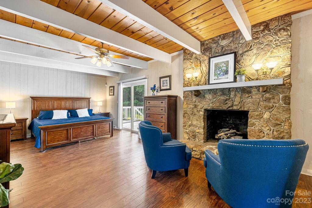 Primary Suite on main level with fireplace