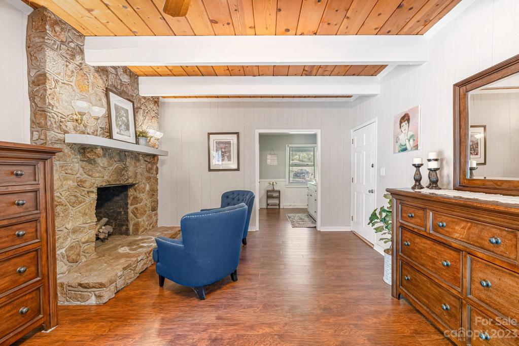 Primary Suite with stone fireplace and ensuite bathroom