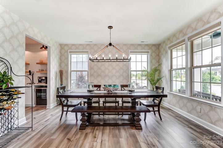 Formal Dining room with custom wallpaper