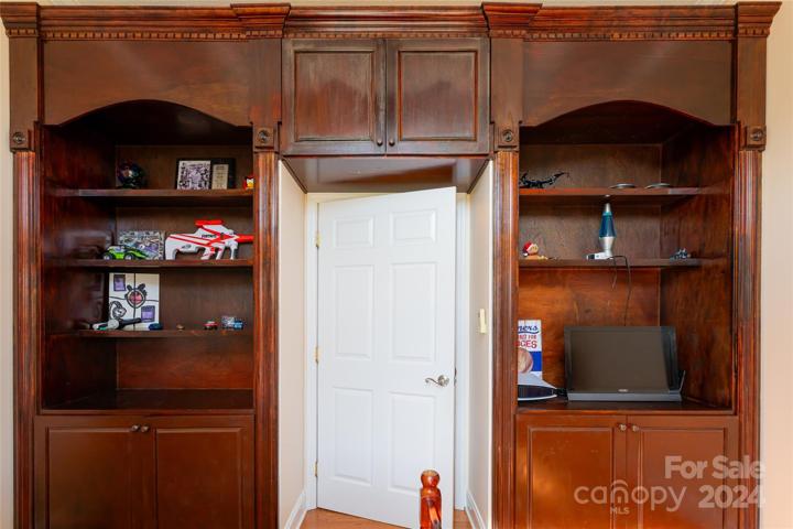 Built in custom shelving.