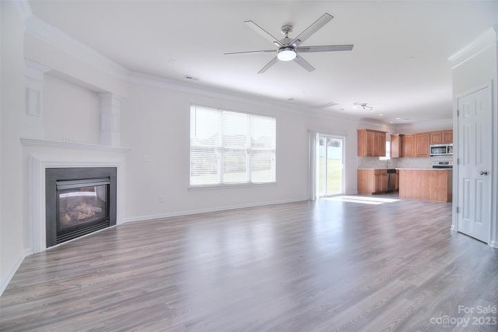 The great room includes direct access to the kitchen.