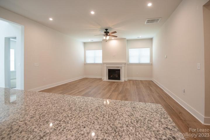 Spacious living room with gas fireplace