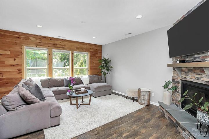 Large great room, high ceilings & lots of light.