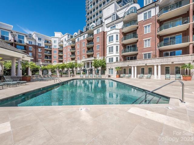 The Pool is nestled right into the building
