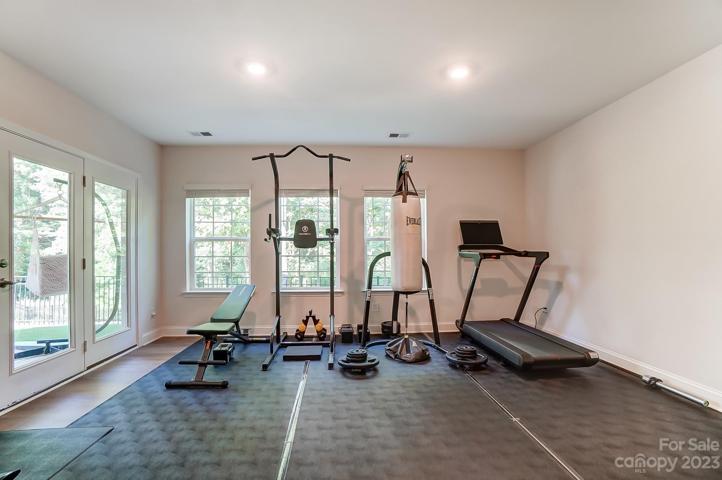 Finished basement flex space, used as home gym