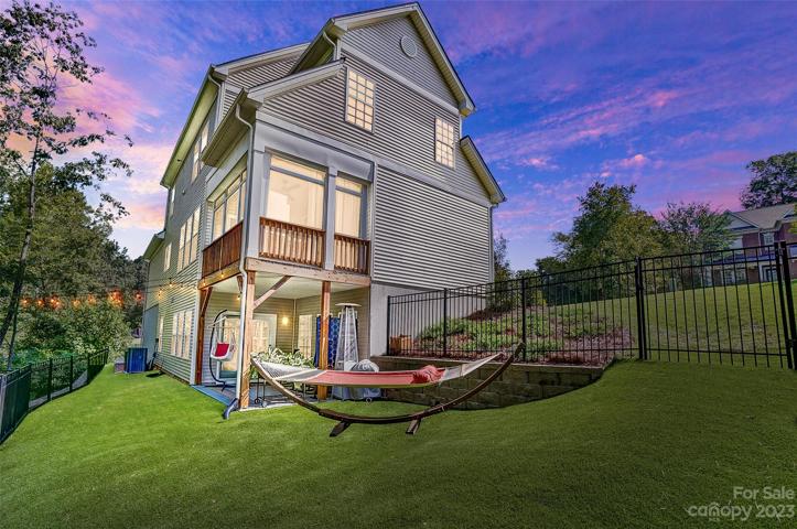 Stringed lights from the upper patio is beautiful at night.