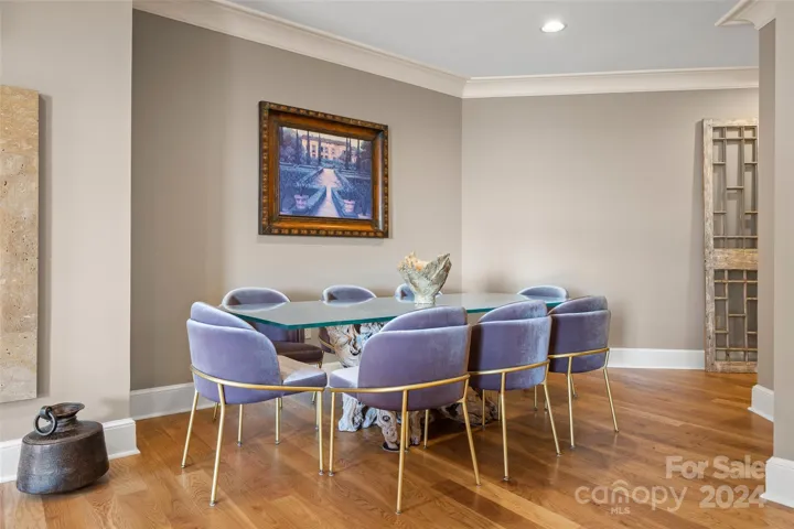 Ample room for an eight person dining table.