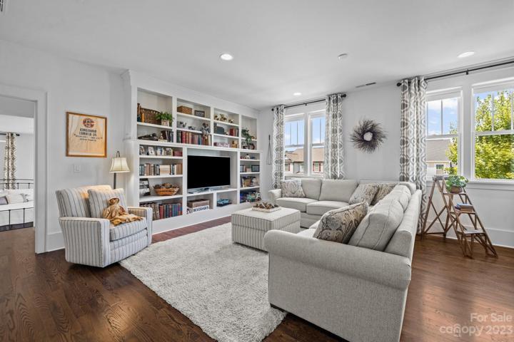 Loft with custom built in shelving