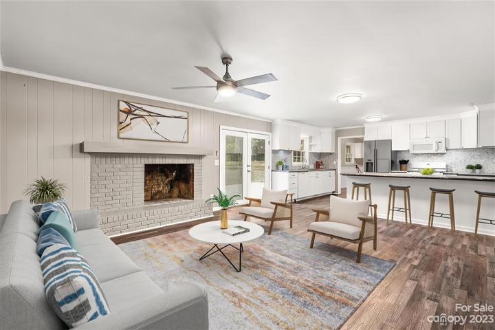 Family room, virtually staged